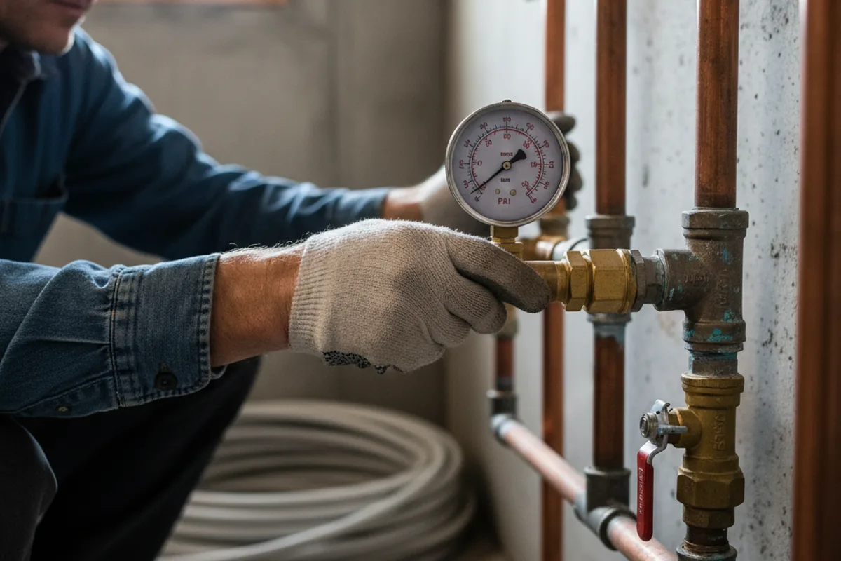 Pressure testing a repaired line during Water Line Repair in Shinnston